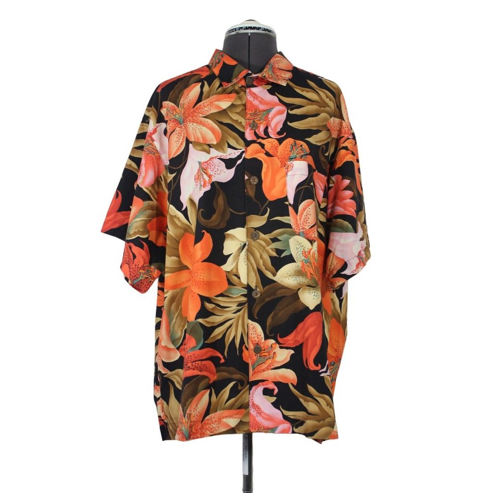 Tropical Trading Company men's floral button front Hawaiian short sleeve shirt‎